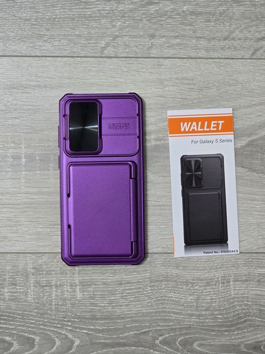 Husă Samsung Galaxy S25 FE cu 4 sloturi carduri, protecție RFID și slider cameră – Violet