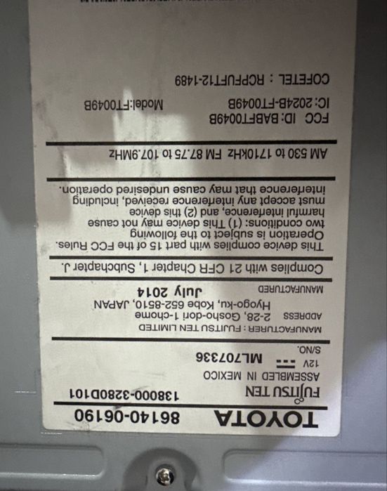 Автомагнитола на Toyota Camry