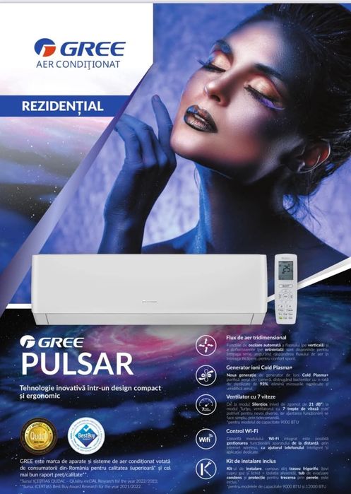 Aer Conditionat Gree Pulsar + Kit instalare, 4 RATE