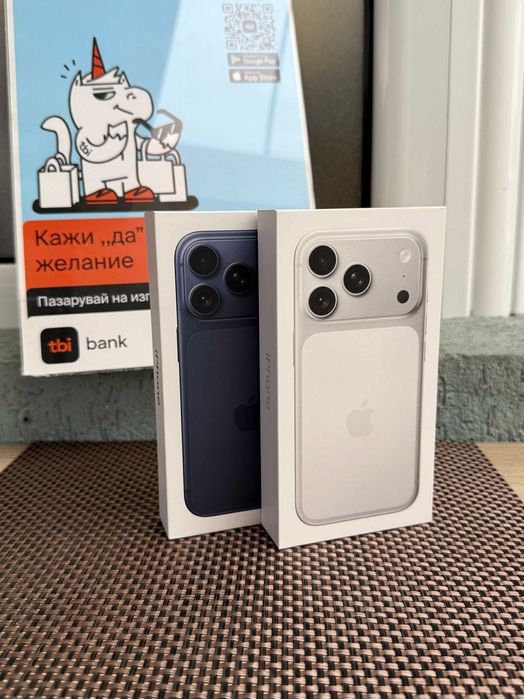 НОВ! НЕразпечатан! Iphone 17 PRO MAX Лизинг от 104лв/м silver blue USA