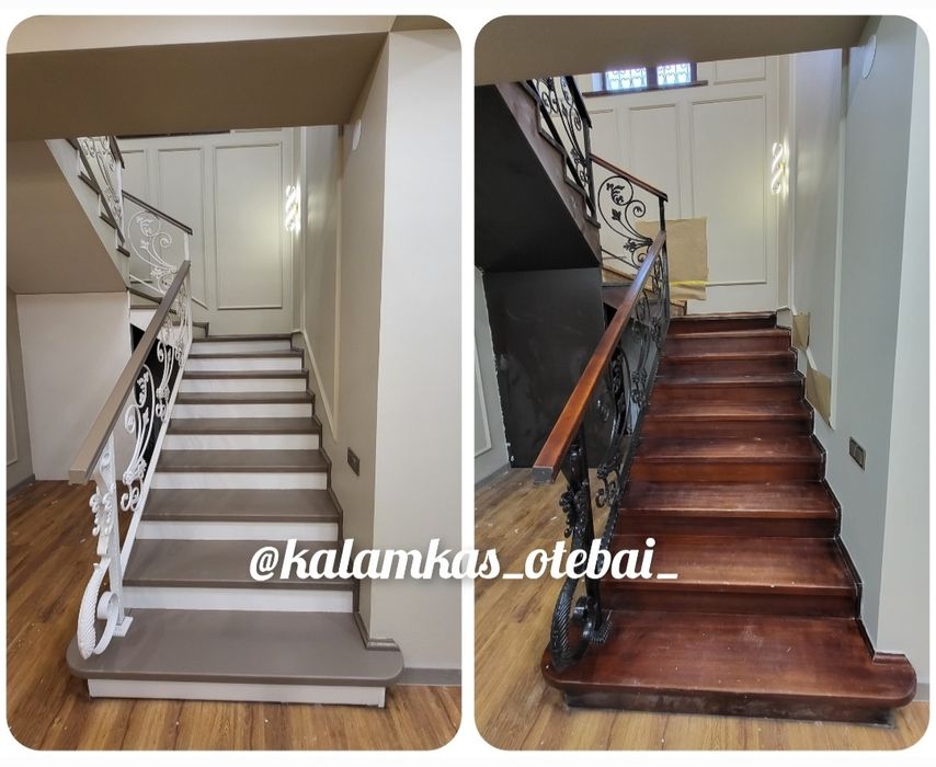 Перекраска двери лестницы  мебель