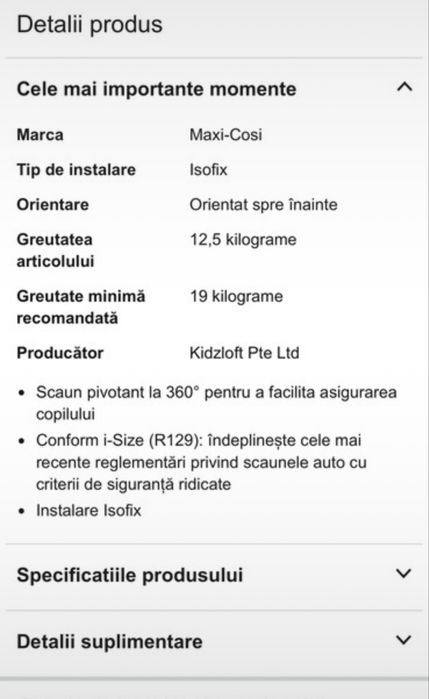 Scaun auto Maxi Cosi cu isofix