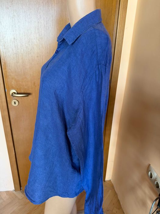 Тъмносиня ленена мъжка риза Richmond, размер  XL