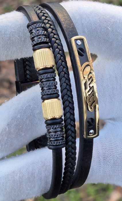 Bratara Cartier din piele naturala placat cu Aur 14k