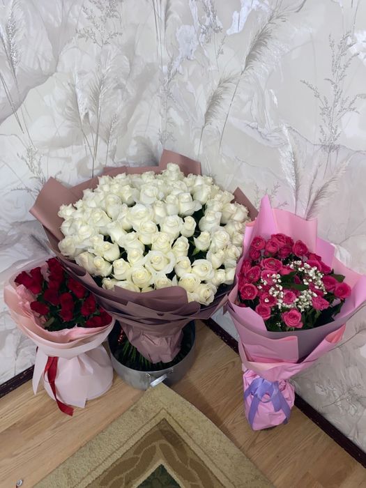 Цветы белый роза 101 штук