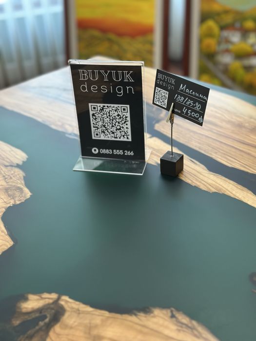 Трапезна маса от маслина и епоксидна смола зелен цвят