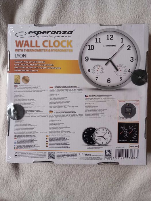 Ceas de perete cu termometru și hidrometru,temperatura-umiditate,nou