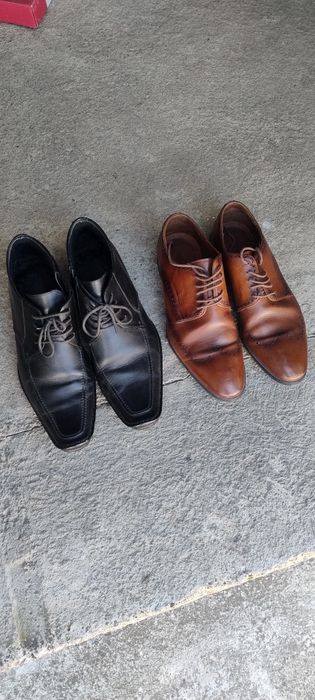Vând, 2 bucăți pantofi eleganți pentru bărbați din piele, Bigotti Maro 42 și Taima Negru 41!