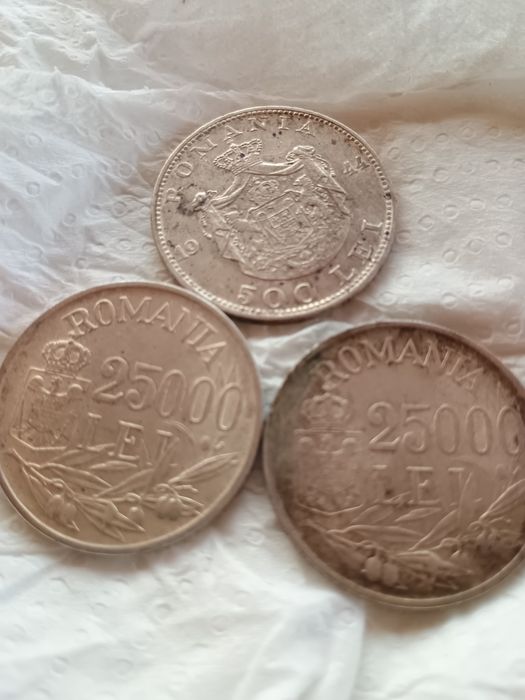 Lot 3 monede vechi argint România (1944-1946) Regele Mihai I