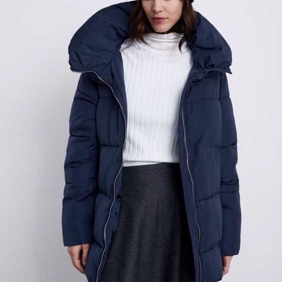 Parka / jacheta matlasata dama ZARA bleumarin mar XL - NOUA