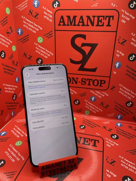 Iphone 15 Pro Max 89% Baterie Amanet SZ Non Stop