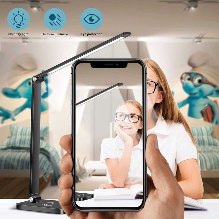 Настолна лампа с безжично зареждане Mdhand  Led безжично зарядно