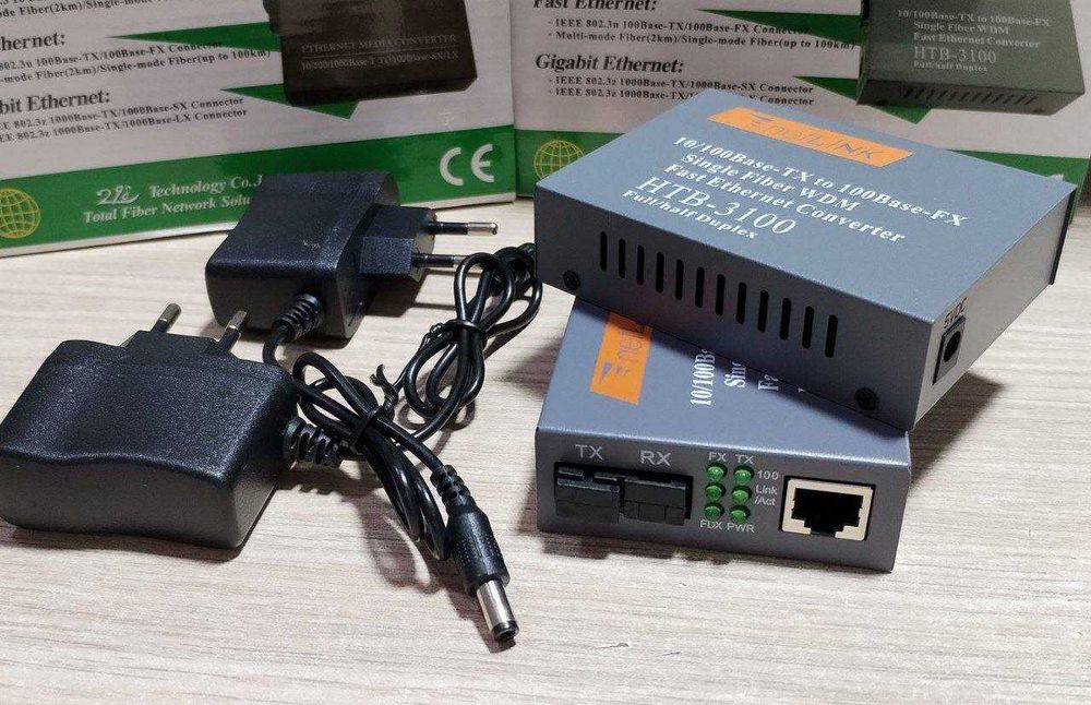 Медиа конвертер гигабитный оптический, 3 км, SC 10/100/1000 км.