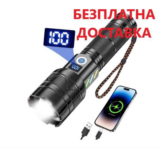 Професионален акумулаторен LED фенер,