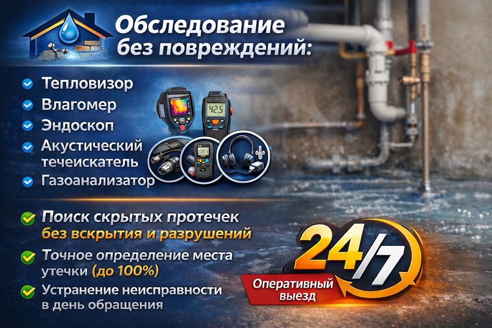 Тепловизор. Аккустический течеискатель, протечки или обнаружения скры