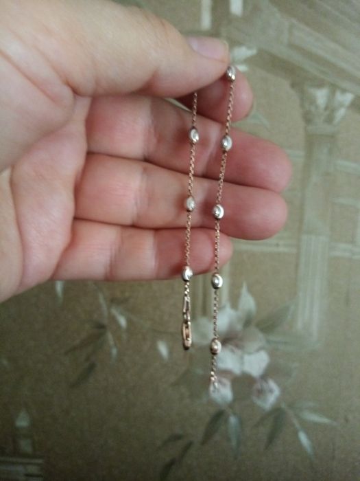 Комплект:цепочка 45см и браслетик  серебро в позолоте