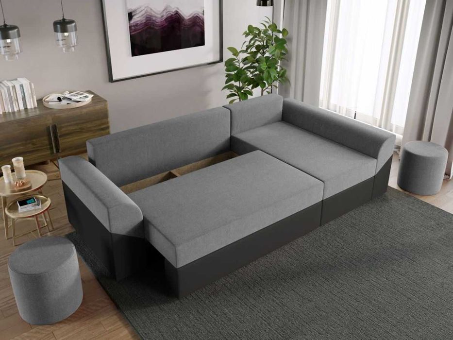 Coltar Extensibil Cali Stofa Gri Deschis / Piele Gri