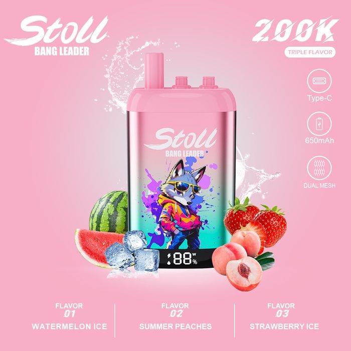 Vape 200.000 fumuri 3 arome, Redbull Bang Stoll, model nou