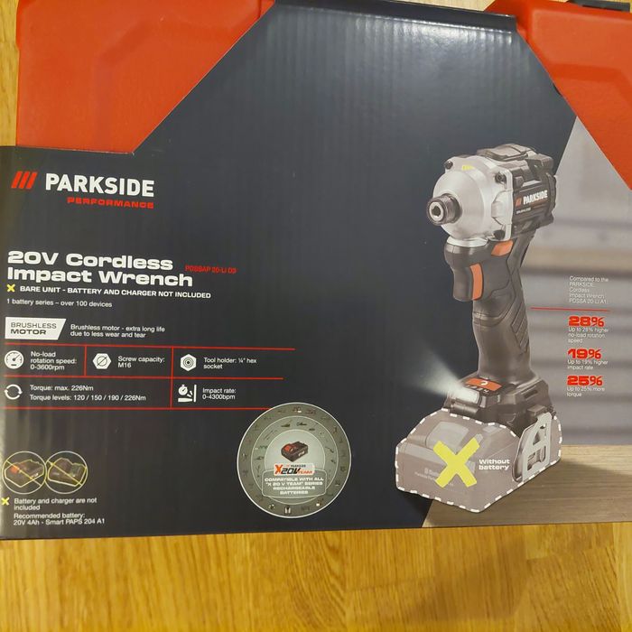 Masina de insurubat cu impact PARKSIDE PERFORMANCE  20-Li D3, 1/4"