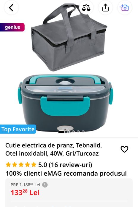 Cutie electrica de pranz, Otel inoxidabil, 40W