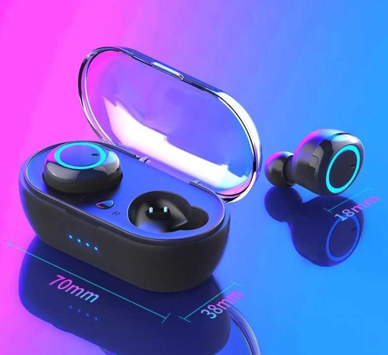 Casti Bluetooth Y50 Wireless, tws5.0, Cutie pentru Incarcare 450 mAh