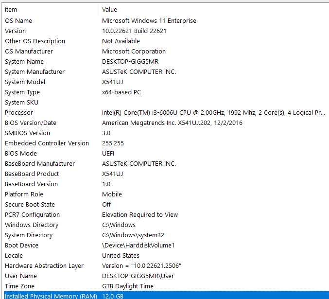 Laptop ASUS X541UJ / GeForce 920M / Intel i3 / 12 GB DDR4 / 480 GB SSD