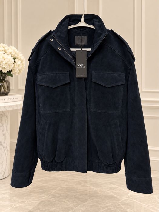 Jaceta/geaca piele intorsa naturala Zara (YSL) masura L