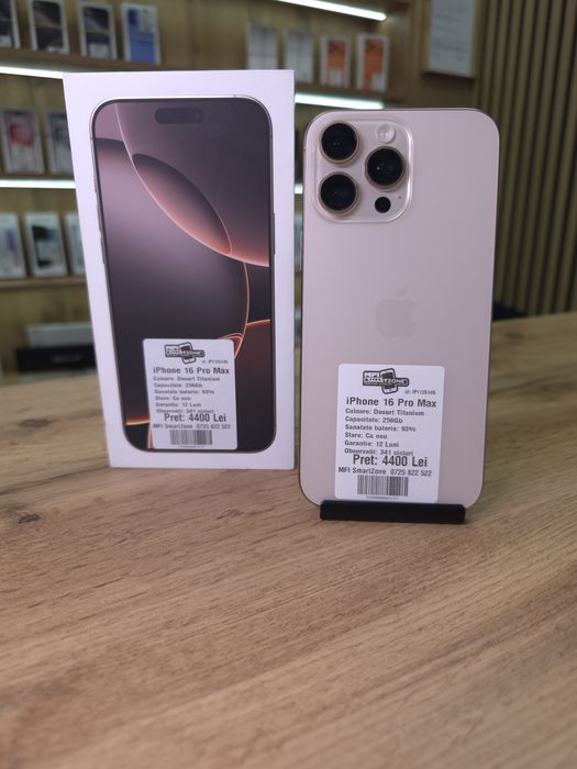 Iphone 16 Pro Max Desert 256Gb - Sanatate bat. 93% - Garantie 12 luni