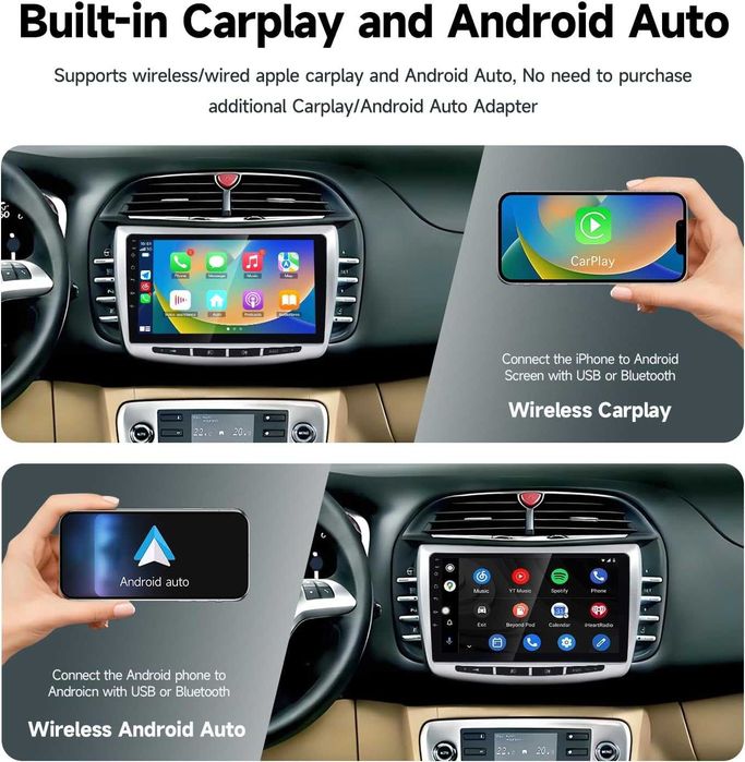 Мултимедия за Lancia Delta, Android, Навигация, Waze, Android Auto, Carplay, Андроид, двоен дин, 2009-2019 година