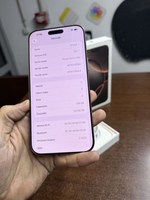 Vand Iphone 16 Pro Max 256Gb Desert Titanium Full box