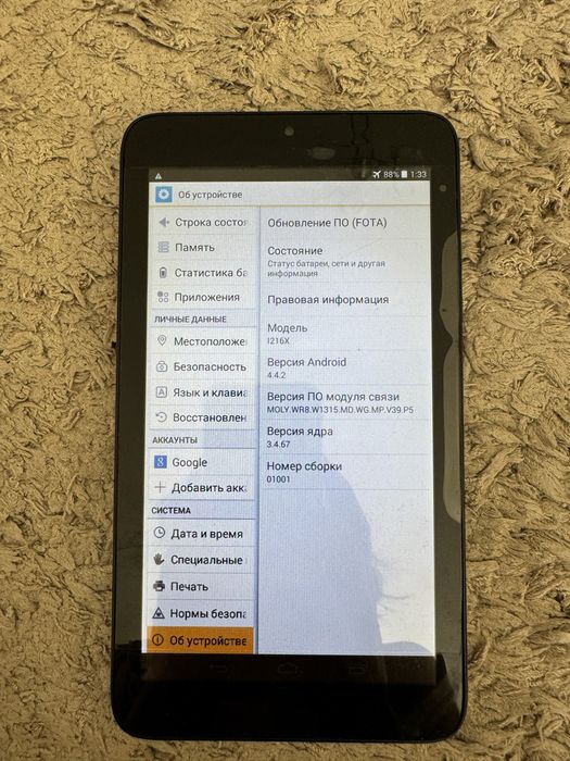 Мини-планшет Alcatel One touch 1216X