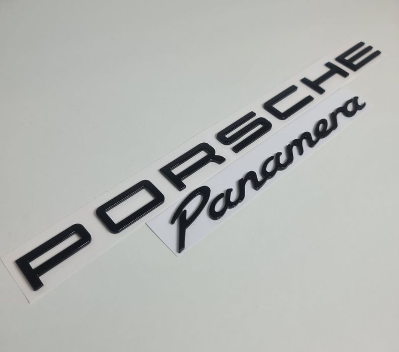 Pachet-Set-Emblema-Sigla-Logo-Stema-Spate-Haion-Porsche-Cayenne-Panamera-Macan-Negru-Lucios-Full-Black-Turbo-4-S-GTS-Poze-Reale