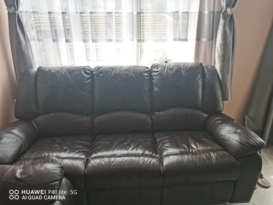 Кожен диван + фотьойл