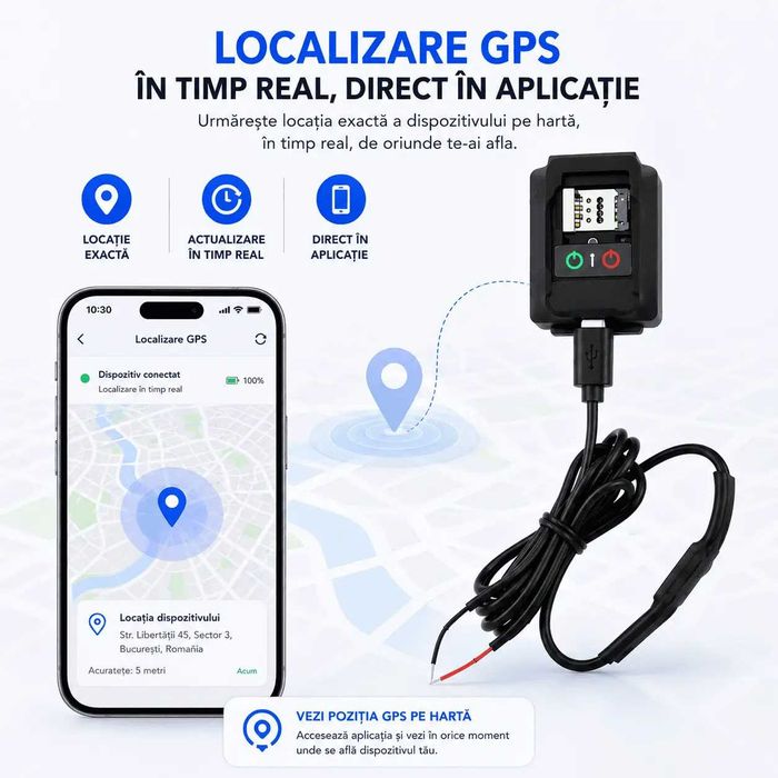 Microfon Spion pentru autovehicule – Alimentare 12V cu Localizare GPS si Control Prin SMS sau Aplicatie SMT SECURITY