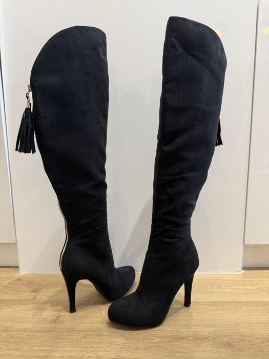 Велурени ботуши над коляното, 38 номер