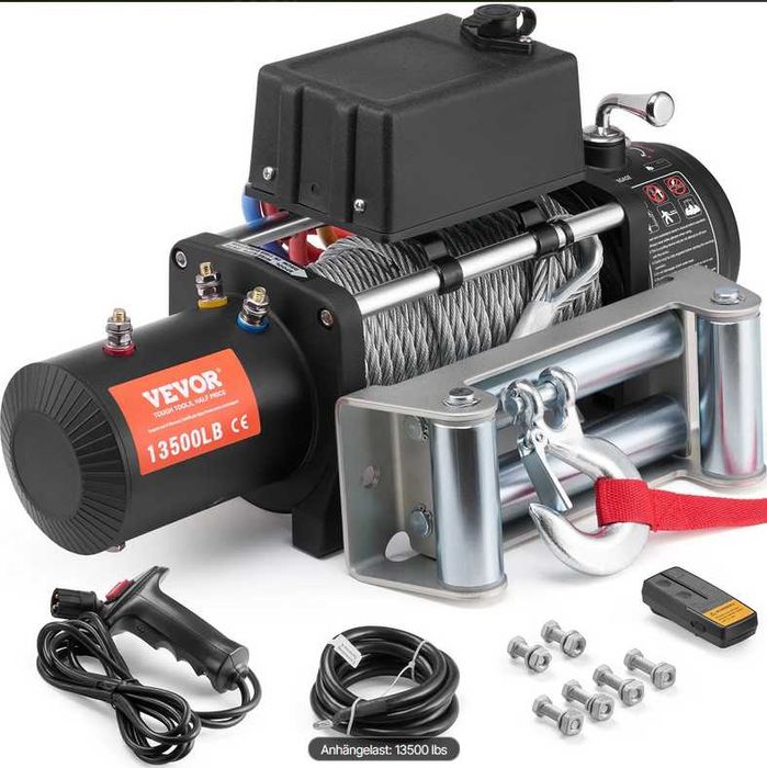 Troliu Electric 12V 13500 LBS Cablu Otel Telecomanda Wireless