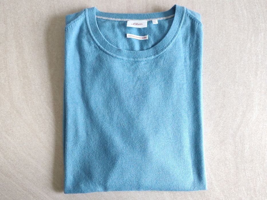 Bluza subțire Pulover S Oliver Bumbac Merino L culoare Blue Ciel