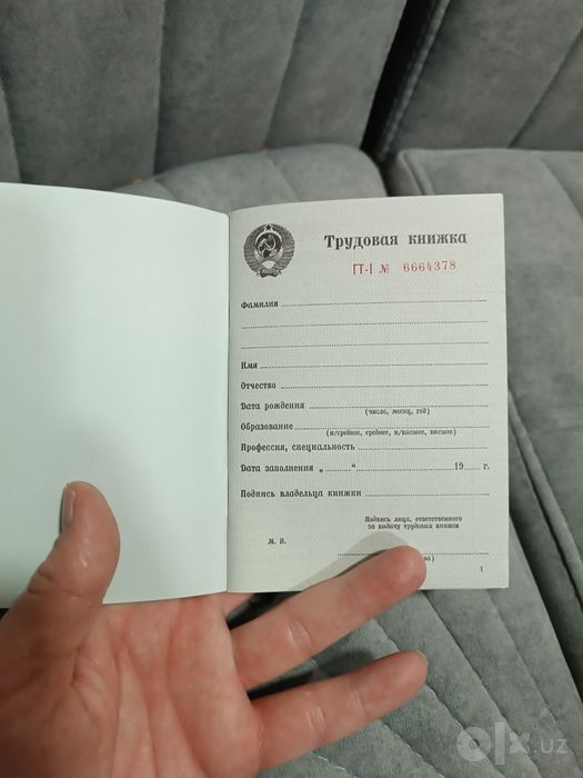Советская трудовая книжка 1974год