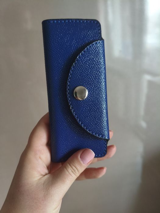 suport chei din piele naturală italiană Saffiano Punto handmade