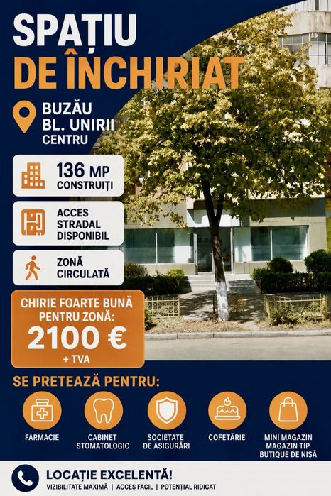 Inchiriere spatiu comercial/109mp/Unirii/farmacie/cofetarie/market