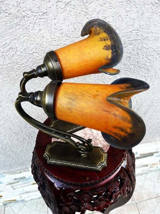 Superbe aplice stil Art Deco-alama aurita-abajururi tulipe-Franta