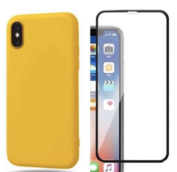 Husa Silicon Catifea Thin si Folie Sticla 22D Iphone X XS XR XS MAX