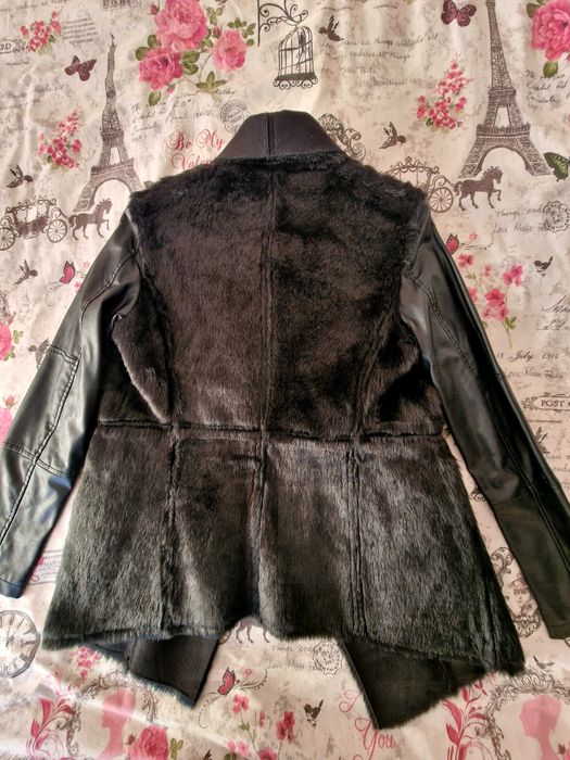 Черни манта от еко кожа