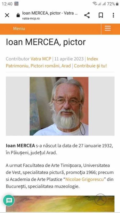 Lot tablouri Ioan Mercea, detalii doar la telefon.