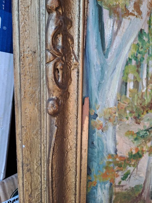 tablou vechi pictura pe panza semnat 119/88 cm