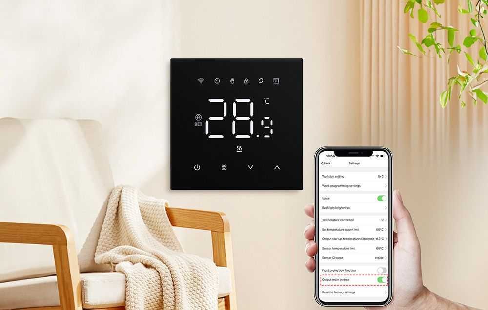 Termostat inteligent pentru centrala pe gaz Miucda WT410-BH-3A-B, WiFi, Tuya Smart Life, compatibil cu Alexa si Google Home, 3A
