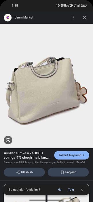 Yangi sumka sotiladi