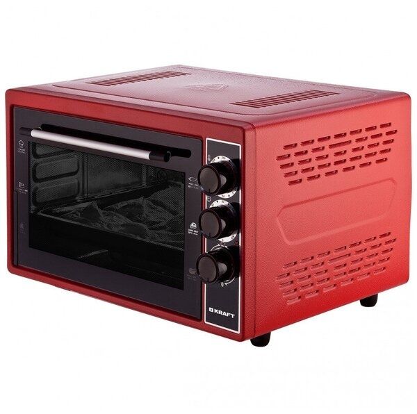 Мини-печь Kraft KF-MO 3200, электрическая, 3 режима, красная, 1500Вт