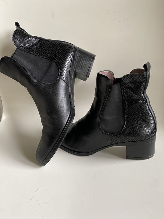 Черни боти от естествена кожа, Wonders, N 39/ 40