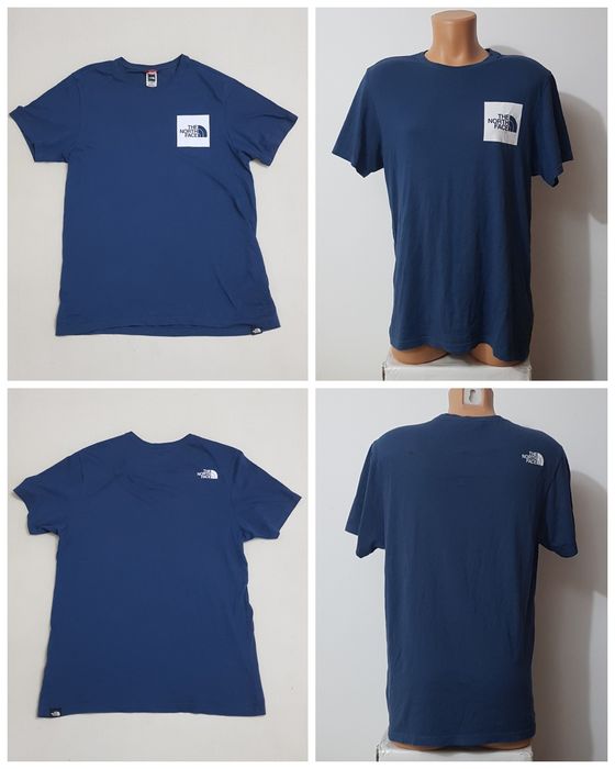 Tricou The North Face, logo piept, bleomarin navy, 100% bumbac, Nr. M